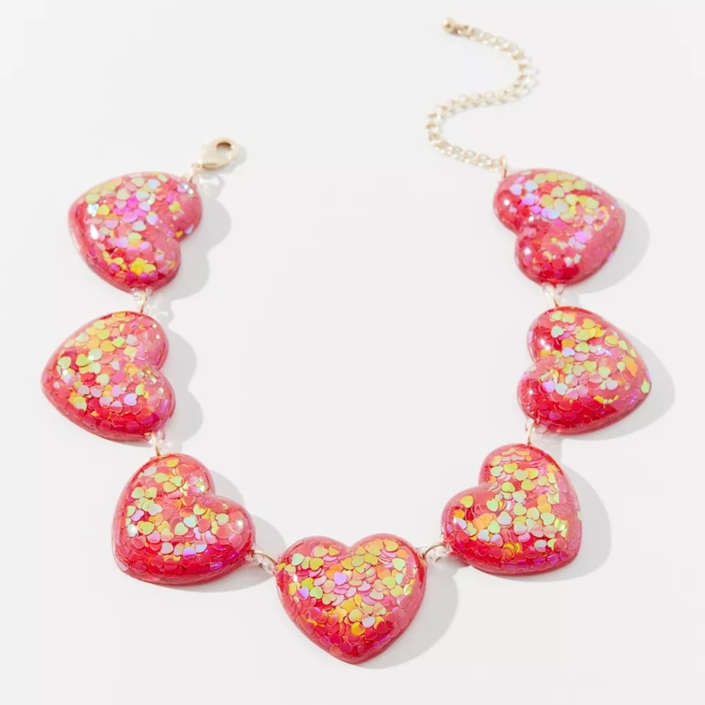 Urban Outfitters Remi Glittery Heart Choker Necklace - NWT